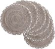 Round Placemats Set of 6 Braided Glitter Round Table Placemats 15 inch for Wedding Holiday Party (Multicolor - Light Coffee, 6)