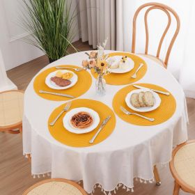 15 inch Round Braided Placemats Set of 6 Non Slip Washable Kitchen Table Place Mats Cotton Polyester Heat Resistant Table Mats for Home Wedding Dinner