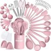 Silicone Cooking Kitchen Utensil Set, 43 Pcs Pink Cooking Utensils Set, Turner, Tongs, Spoon, Spatula, Kitchen Gadgets Tools Set For Nonstick Cookware