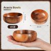 10/5pcs Acacia Wood Breakfast/Dinner Plates, Round Wood Plates, Easy Cleaning & Lightweight for Dishes Snack, Dessert