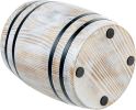 Wine Barrel Design Kitchen Utensil Holder Crock, Vintage White Washed Solid Wood Cooking Utensils Organizer