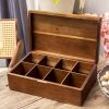8-Compartment Rustic Wooden Tea Bag Organizer Box - Durable Tea Packet Storage Caddy Suitable for Kitchen or Pantry Display