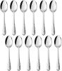 12-Piece Small Coffee Spoons, 6-Inch Stainless Steel Espresso Spoons for Coffee/Sugar/Tea, Hammered Design & Rust Free, Dishwasher Safe