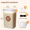 Rice Container Set of 2(9.5L/10Qt), Large Airtight Food Storage Containers with Lid and Rice Washer, Plastic Canisters Sets for The Kitchen