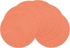 Round Braided Placemats Set of 6 Washable Cotton Polyester Round Placemats for Kitchen Table 15 inch Round Table Mats (Coral, 6)