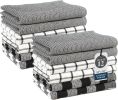 Kitchen Dish Towels Set of 12 – 18'x28' Soft & Quick-Drying Hand and Tea Towels, Premium Decorative Kitchen Towel – Black