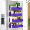 4 Pack Magnetic Spice Storage Rack Organizer for Refrigerator and Oven, Purple Fridge Organizers and Storage