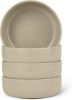 Basics Glazed Stoneware Bowls, 4-Piece Set, Microwave and Dishwasher-Safe, 5.5 in., Linen Gray