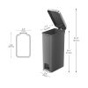 Slim Kitchen Trash Can, 10.5 Gallon Plastic Step Garbage Bin with Soft Close Lid, Gray