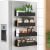 4 Pack Magnetic Spice Storage Rack Organizer for Refrigerator and Oven, Matt Black Fridge Organizers and Storage