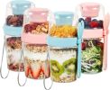 4 Pack 27oz Yogurt Parfait Cups with Lids and Spoons, Overnight Oats Containers, Reusable Topping Compartment for Breakfast with Yogurt