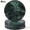 4pcs Marble Coaster Set- Heat-Resistant Stone Coasters with& Marble Design, 4" Round Coasters for Coffee Table, Home Bar Decor, Gift Choice0/