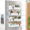 4 Pack Magnetic Spice Storage Rack Organizer for Refrigerator and Oven, White Fridge Organizers and Storage