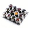 Upgrade Magnetic Spice Jars 12pcs with Wall Mounted,Stainless Steel Spice Tins with Lid and Small Holes for Sprinkle Rust Free Easy to Clean