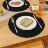 Round Braided Placemats Set of 6 Cotton Polyester Heavy Duty 15 inch Round Table Mats Washable Heat Resistant Place Mats (Black, 6)