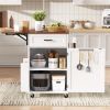 39.3" Farmhouse Kitchen Island with Drop Leaf, Kitchen Storage Island with Open Side Rack, One Drawer, Towel Rack