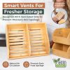 Potato and Onion Storage Bin for Pantry and Kitchen Counter - Ventilated Stackable Bamboo Organizer Baskets with Handles - Multipurpose Organization C