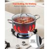 Aluminum Stock Pot, 6-Quart Nonstick Ceramic Coated Pot with Glass Lid, PFOA-Free, PFAS-Free, Compatible with Gas Stoves, Induction Cooktops