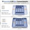 Large Silverware Organizer for Kitchen Drawer & Utensils - Expandable Drawer Organizer for Cutlery, Flatware & Gadget, BPA-Free Thick Plastic