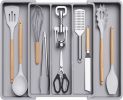 Utensil Organizer for Kitchen Drawers, Expandable Cooking Utensil Tray, Adjustable Cutlery Silverware Flatware Holder