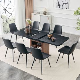 Expandable Dining table and chair set, 59-71 inch pull-out table