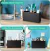 Black Kitchen Utensil Holder for Countertop - Wooden Large Utensil Caddy Organizer for Counter - 3 Compartment Cooking Utensil Crock for Silverware Sp