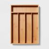 Natural 5 Compartment Flatware Drawer Organizer Brown : Silverware & Utensils Holder, In-Drawer Storage