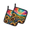 Colorful Sunflowers Pair of Pot Holders Kitchen Heat Resistant Pot Holders Sets Oven Hot Pads for Cooking Baking BBQ, 7 1/2 x 7 1/2