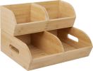 Potato and Onion Storage Bin for Pantry and Kitchen Counter - Ventilated Stackable Bamboo Organizer Baskets with Handles - Multipurpose Organization C