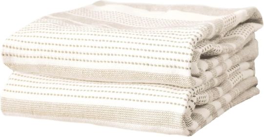 Premium Dual-Sided Skipping Striped Kitchen Towels (2-Pack), 18" x 28", Highly Absorbent, Long-Lasting, Reversable 100% Flat-Weave Cotton Dish Towels