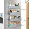 4 Pack Magnetic Spice Storage Rack Organizer for Refrigerator and Oven, Gray Fridge Organizers and Storage