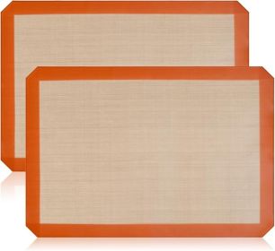 2-Pack Silicone Baking Mats – Non-Stick Reusable BPA-Free Oven Liners, 100% Food-Grade Silicone, Fit Half Sheet Pans (16.54" x 11.62") for Cookies