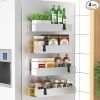 4 Pack Magnetic Spice Storage Rack Organizer for Refrigerator and Oven, Silver Fridge Organizers and Storage