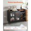 Wine Cabinet, Coffee Bar Cabinet with 9 Wine Bottle Racks, Modern Buffet Sideboard with Glass Holder, Adjustable LED Brightness, for Home Kitchen