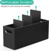 Large Utensil Holder with Removable Divider - 4 Compartment Wooden Utensil Caddy Organizer for Kitchen Counter - Black Cooking Utensil Crock for Count