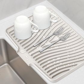 Dish Drying Mat, Stone Drying Mat for Kitchen Counter with Built-In Drain, Non-Slip Drain Pad with Built-in Drain, Heat Resistant Stone Drying Mat