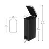 Slim Kitchen Trash Can, 10.5 Gallon Plastic Step Garbage Bin with Soft Close Lid, Black
