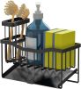 Sink Caddy Sponge Holder for Kitchen with Brush Holder and Stainless Steel Self Drain Tray, Rustproof Kitchen Sink Organizer for Sponge