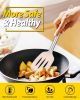 Pack of 4 Silicone Cooking Utensils Set, Non Stick Large Solid Spatulas, Heat Resistant Stainless Steel Khaki Slotted Spoons