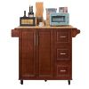 Kitchen Island with Drop Leaf Countertop, Rolling Kitchen Island Cart , Barn Door Kitchen Island Table with Storage Cabinet and Tower Rack