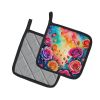 Colorful Roses Pair of Pot Holders Kitchen Heat Resistant Pot Holders Sets Oven Hot Pads for Cooking Baking BBQ, 7 1/2 x 7 1/2