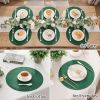 Dark Green Round Placemats Set of 6 Cotton Polyester Braided 15 inch Washable Kitchen Dining Table Place Mats Christmas Table Mats for Home Wedding Pa