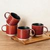 12 OZ Stackable Coffee Mugs Set of 4, Ceramic Coffee Cups with Texture Patterns for Man,Woman,Dad,Mom