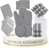 Kitchen Towels and Oven Mitt Set 20 Pc - Lint Free Cotton Dish Towels for Kitchen Drying, Cozy Terry Dish Rags