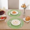 Round Placemats Set of 6 for Dining Tables 15 inch Cotton Braided Placemats Washable Reversible for Kitchen Holiday Party (Mixed Color Pea Green, 6)