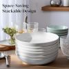 7 Pack Porcelain Pasta Bowls Ceramic , Large Serving Bowl, Wide and Shallow, Set 8.3 Inch - 30 Ounce - for Pasta, Salad, Cereal