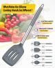 Pack of 4 Silicone Cooking Utensils Set, Non Stick Large Solid Spatulas, Heat Resistant Gray Slotted Spoons, Ideal BPA Free Kitchen Turners for Frying