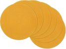 15 inch Round Braided Placemats Set of 6 Non Slip Washable Kitchen Table Place Mats Cotton Polyester Heat Resistant Table Mats for Home Wedding Dinner