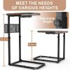 ashion TV Tray Table with Large Tabletop, Adjustable Sofa Table with Storage Baskets, Strong Metal Frame, (Oval, Brown, 16.93inch x 12.6inch)