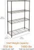 4-Shelf Adjustable Heavy Duty Steel Wire Rack Storage Shelving, Sturdy Garage Shelving, 350 lbs Capacity Per Shelf, Easy No-Tool Assembly